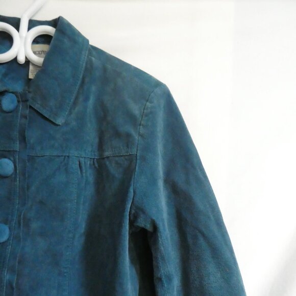 CHICO'S | size 2 | Blue Suede Button-Up Front Jacket - Picture 5 of 14